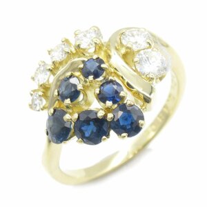  Mikimoto сапфир кольцо с бриллиантом бренд off MIKIMOTO K18( желтое золото ) кольцо * кольцо K18 б/у женский 