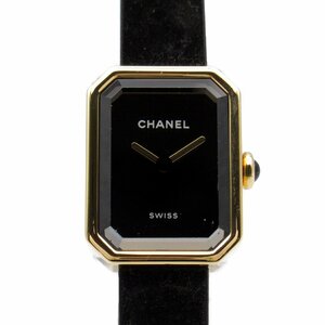  Chanel Premiere ribbon brand off CHANEL K18( yellow gold ) wristwatch K18/ titanium / Raver used lady's 