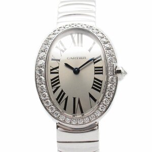  Cartier Baignoire SM бриллиантовая оправа бренд off CARTIER K18WG( белое золото ) наручные часы WG б/у женский 