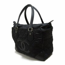 シャネル パリニューヨークライン トートバッグ ブランドオフ CHANEL ナイロン トートバッグ ナイロン/レザー 中古 レディース_画像3