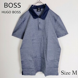 HUGO BOSS Hugo Boss * feeling of luxury. exist polo-shirt | cut and sewn M size Navy navy navy blue color side slit Lynn ga- short sleeves 