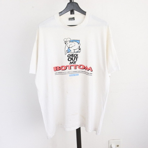 f206 90sビンテージ フルーツオブザルーム 半袖プリントTシャツ USA製■1990年代製 表記XLサイズ 白 シングル アメカジ ストリート 古着 