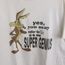 B287 90sビンテージ ワーナーブロス ワイリーコヨーテ プリントTシャツ USA製■1990年代製 表記Lサイズ 白 ホワイト アメカジ 古着卸 80s_画像4