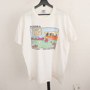 O339 90sビンテージ ジャージーズ 半袖プリントTシャツ■1990年代製 表記Lサイズ ホワイト 白 アニマル アメカジ Tee 古着 古着卸 激安 80s