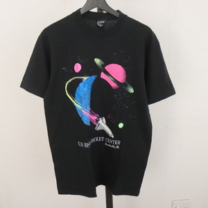 O352 90sビンテージ BRABO! 半袖プリントTシャツ■1990年代製 表記Lサイズ ブラック 黒 ネオンカラー アメカジ 古着 古着卸 激安 希少