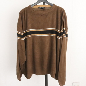 O399 90s Vintage MARQIS acrylic fiber knitted sweater #1990 period made inscription XL size Brown border American Casual old clothes old clothes . super-discount rare inspection 90s