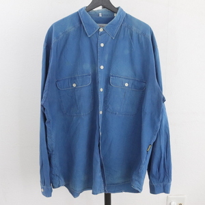 W277 90sビンテージ ARMANIJEANS 長袖コットンシャツ■1990年代製 表記XLサイズ ブルー 古着 アメカジ ストリート 古着卸 激安 80s 70s 60s