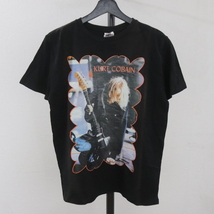 K344 2000年代製 レディース cottonmade 半袖Tシャツ■00s 表記Mサイズ ブラック 黒 カートコバーン NIRVANA ニルヴァーナ バンド ロック_画像1