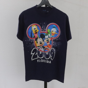 K357 2009年製ビンテージ 半袖Tシャツ■00s Sサイズくらい ネイビー ディズニー Disney ミッキー 古着 アメカジ ストリート 古着卸 90s 80s