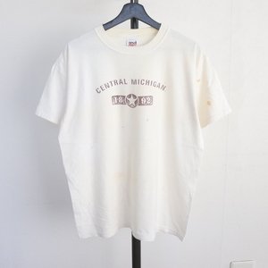 V352 90sビンテージ ANVIL アンビル 半袖プリントTシャツ■1990年代製 表記Lサイズ アイボリー ミシガン アメカジ ストリート 古着 80s 70s