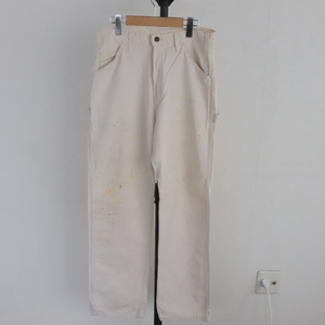 V428 90s Vintage Dickies Dickies painter's pants USA производства #1990 годы производства надпись 32 дюймовый Work слоновая кость American Casual Street б/у одежда 