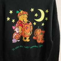 M219 90sビンテージ Pooh プーさんプリントスウェット■1990年代製 表記Lサイズ USA製 ブラック キャラクター ディズニー 古着 古着卸 80s_画像5