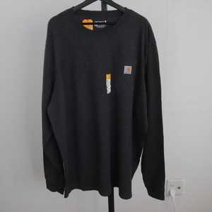 U308 2000年代製 Carhartt 長袖Tシャツ■00s表記XLサイズ チャコールグレー ポケＴ カーハート ワーク アメカジ 古着 古着卸 80s 90s