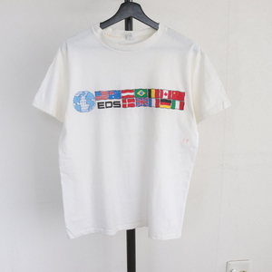E307 90sビンテージ Royal 国旗プリントTシャツ■1990年代製 表記Lサイズ USA製 ホワイト アメカジ 古着 古着卸 80s