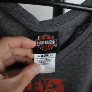 Z201 2000年代製 HARLEYDAVIDSON ハーレーダビッドソン 半袖Tシャツ■00s 表記2XLサイズ グレー レディース エロ ブルドッグ 古着 アメカジの画像3