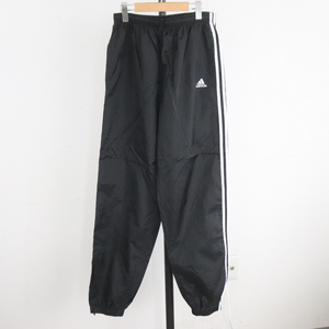 D265 90sビンテージ ADIDAS アディダス ナイロンパンツ■1990年代製 表記Lサイズ ブラック トラックパンツ サイドライン 古着 アメカジ 80s