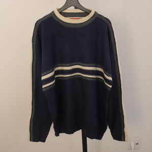C344 90s Vintage UNIONBAY длинный рукав акрил вязаный свитер #1990 годы производства надпись M размер темно-синий American Casual Street б/у одежда б/у одежда .80s 70s