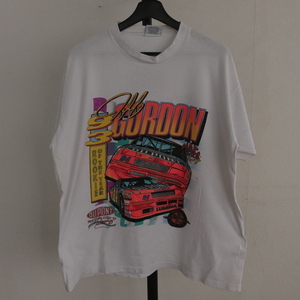 X273 90sビンテージ MOTORSPORT 半袖プリントTシャツ USA製■1990年代製 表記XLサイズ 白 レーシング ジェフゴードン アメカジ 古着 古着卸