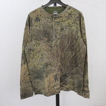 Q233 2000年代製 MOSSYOAK 長袖プリントTシャツ■00s 表記Mサイズ ブラウン リアルツリーカモ ヘンリーネック ポケットＴ ロンT アメカジ_画像1