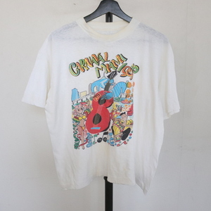 S313 80sビンテージ 半袖プリントTシャツ■1980年代製 約Mサイズ アイボリー エロ コットン アメカジ 古着 古着卸 オールド 激安 希少 検