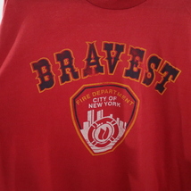 d211 80sビンテージ SUPERSHIRT BRAVES TプリントTシャツ■1980年代製 表記XLサイズ 赤 レッド アメカジ ストリート アンティーク 70s 90s_画像6