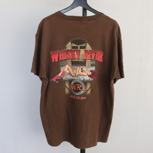 d255 2000年製 DELTA デルタ 半袖プリントTシャツ■00s 表記XLサイズ ブラウン エロ WHISKYRIVER アメカジ ストリート 古着 古着卸 90s 80sの画像2