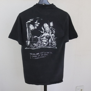 F374 90sビンテージ ANVIL アンビル モーターサイクル プリントTシャツ USA製■1990年代製 表記Lサイズ 黒 ブラック アメカジ 古着卸 80s