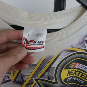 F412 2006年製 HASE NASCAR レーシング 半袖Tシャツ■00s 表記Lサイズ ホワイト 白 トップス 古着 アメカジ 全柄 ストリート 90sの画像3