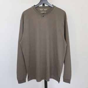 f280 90sビンテージ ROYALROBBINS ヘンリーネック 長袖Tシャツ USA製■1990年代製 表記Lサイズ ブラウン アメカジ ロンT ストリート 80s