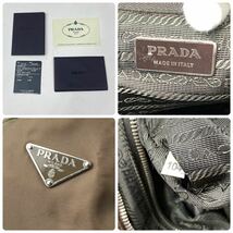 1円 希少 PRADA プラダ ショルダーバッグ 斜めがけ クロス メッセンジャー ベルト メンズ レディース レザー ナイロン ブラウン カーキ_画像10