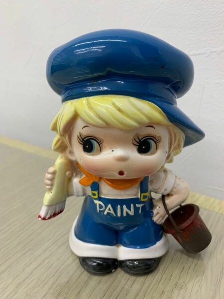 PAINT ペイントガール　貯金箱　陶器　昭和レトロ　ファンシードール　 内藤ルネ