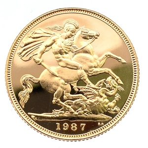 ソブリン金貨 聖ジョージ竜退治 エリザベス2世 金貨 イギリス 1987年 22金 7.9g イエローゴールド GOLD コレクション