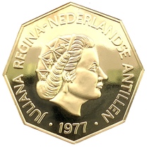 オランダ領アンチル諸島 200グルデン金貨 1977年 21.6金 7.95g コイン イエローゴールド コレクション Gold 美品_画像1