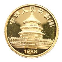 パンダ金貨 中国 24金 純金 1988年 3.1g 1/10オンス イエローゴールド コイン GOLD コレクション 美品_画像2