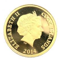 テディベア金貨 クック諸島 エリザベス女王 2014年 1.5g 純金 K24 1/20オンス コイン ペンダントトップ コレクション 美品_画像2