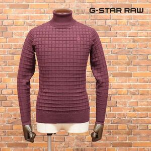 1円/G-STAR RAW/XSサイズ/タートルネック ニット CORE TABLE TURTLE KNIT L/S D15919-5613 チェック柄 セーター 新品/赤/ボルドー/ia177/