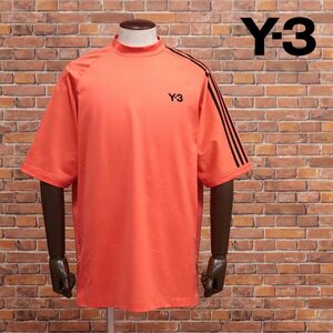 2023春夏/Y-3/Sサイズ/Tシャツ HZ8872 ラグラン モックネック 3本ライン ロゴ プリント ワイスリー 半袖 新品/オレンジ/ic106/