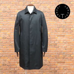 春夏/T-JACKET/Lサイズ/スプリングコート ストレッチ ツイル 無地 比翼ボタン 無地 ベーシック 万能 Italy製 新品/黒紺/ネイビー/ic153/