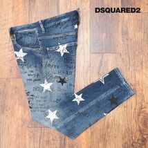 DSQUARED2/52サイズ/イタリー製デニムパンツ S71LB1063 SKATER JEAN ストレッチ◎ 総柄プリント 遊び心 個性 新品/青/ブルー/id122/_画像1