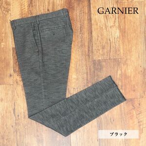 春夏/GARNIER/Mサイズ/スラックス パンツ さらっと清涼 ジャージー快適 無地 ノータック 万能 クールビズ 新品/黒/ブラック/ig127/