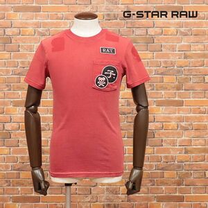 1円/G-STAR RAW/XXSサイズ/Tシャツ CNY GRAPHIC R T S/S D15770-9450 ワッペン ガーメントダイ 丸首 半袖 新品/赤/レッド/ia224/