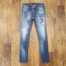 1円/DSQUARED2/44サイズ/スキニー デニム パンツ S71LB0918 SUPER TWINKY JEAN ダメージ リペア加工 イタリア製 新品/青/ブルー/gc123/_画像2