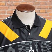 1円/23SS/MARCELO BURLON/Mサイズ/ポロシャツ CMVA005S23FAB001 AOP FOLK KAPPA SOCCER POLO ネイティブ柄 半袖 新品/黒×オレンジ/ib433/_画像3