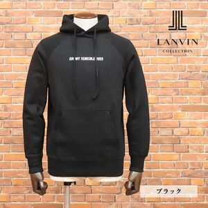 LANVIN COLLECTION/52サイズ/日本製パーカー スウェット レタード プリント ラグラン ストリート サーフ 新品/黒/ブラック/ib174/