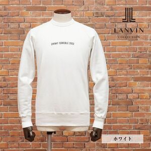 LANVIN COLLECTION/48サイズ/丸首トレーナー やわらかスウェット レタード プリント ラグラン 日本製 新品/白/ホワイト/ib175/