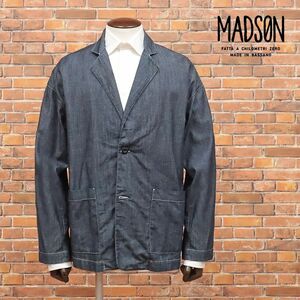 1円/春夏/MADSON/Mサイズ/訳 ダンガリー ジャケット 軽やか 薄手 ウォッシュ加工 アンコン ラフ 新品/紺/ネイビー/ic241/