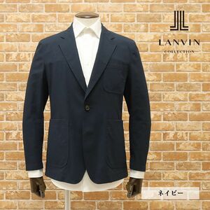 1円/春夏/LANVIN COLLECTION/46サイズ/アンコン ジャケット FINXコットン コードレーン ストライプ 日本製 清涼 新品/紺/ネイビー/gf122/