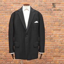 春夏/TETE HOMME/Lサイズ/国産ジャケット 大きいサイズ 抜群のストレッチ ハニカム ジャージー 無地 楽ちん 新品/黒/ブラック/ig103/_画像1