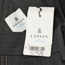 1円/春夏/LANVIN en Bleu/48サイズ/スラックス パンツ 美艶 夏ウール混ストライプ ステッチ側章 日本製 新品/黒/ブラック/gf164/_画像6