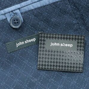 1円/春夏/john sheep/50サイズ/イタリー製ジャケット 清涼リネン ジャガード 幾何学 楽ちん レトロ アンコン風 新品/紺/ネイビー/ic242/の画像7